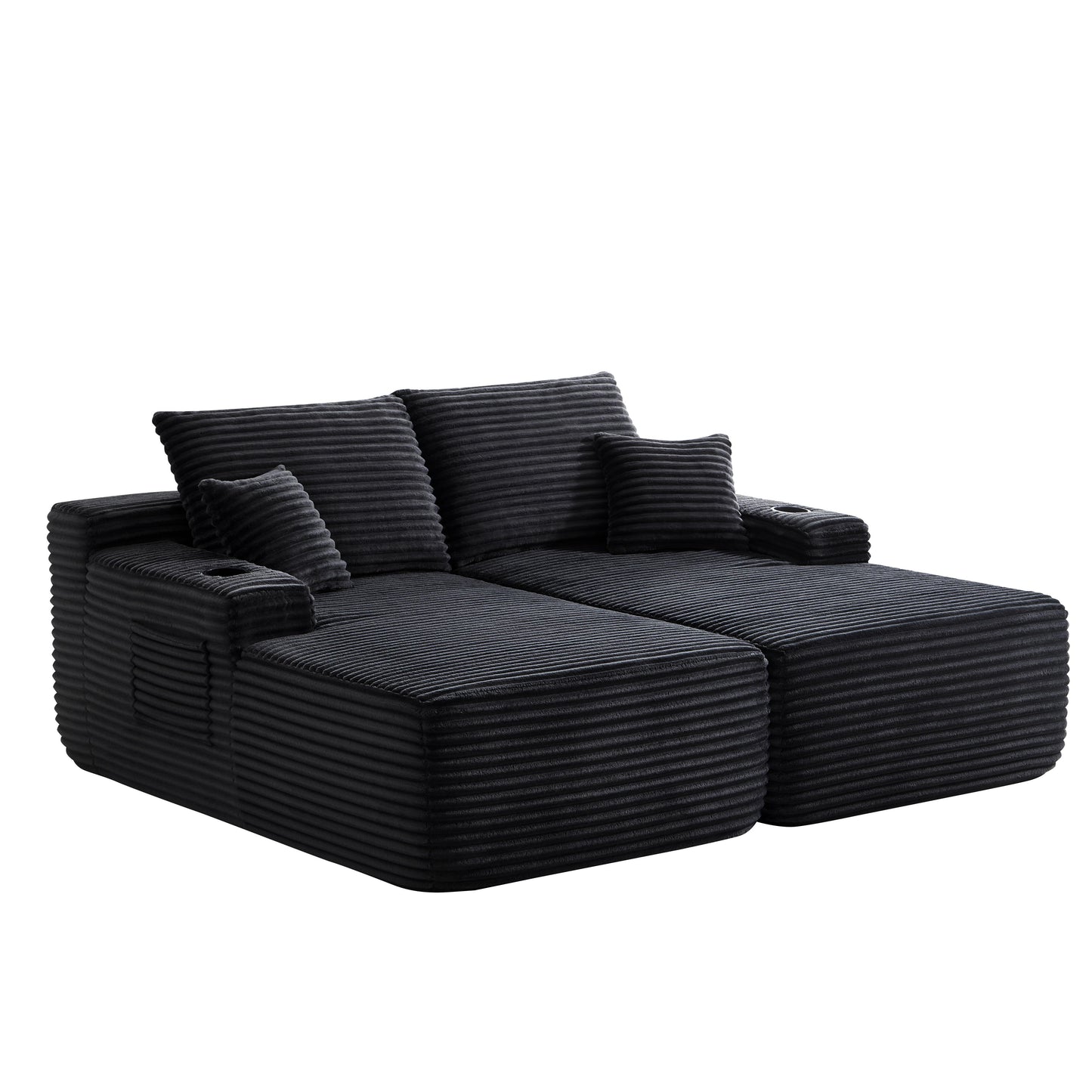New-69" Cloud Sectional Couch, L-Shape Chaise with R-Shape Chaise with Deep Seat and Comfortable 2 Seater Couch for Modern Living Room,(Plush Fabric),Black image 8