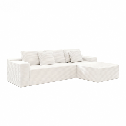 104.3*68.9"Modular sectional sofa seat,Upholstered compressed couch for living room,Bedroom,Apartment,No assembly required,2PC free combination,Plush corduroy fabric,WHTIE image 6