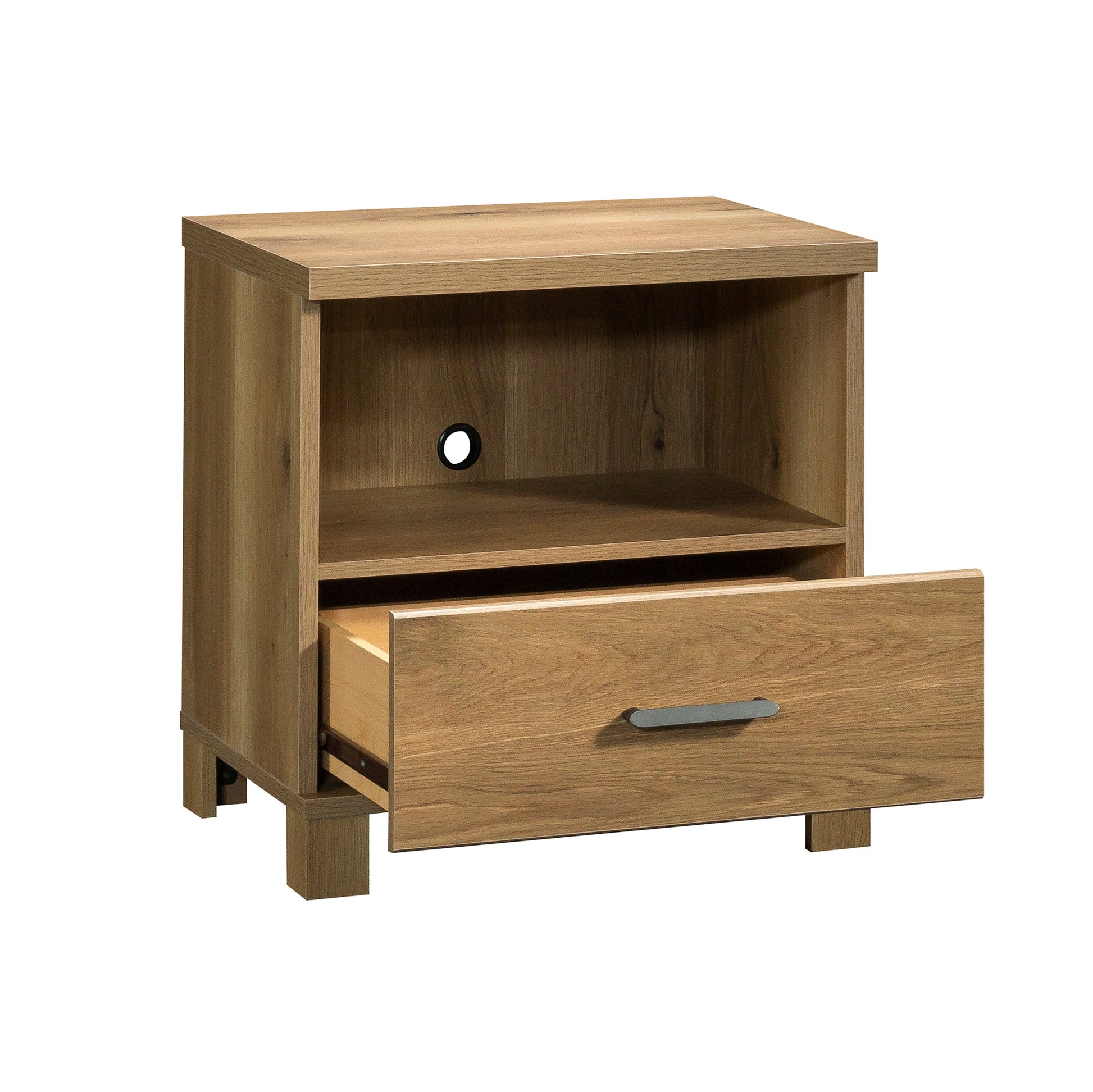 Country Nightstand with 1 Drawer and Open Shelf, Brown finish image 11
