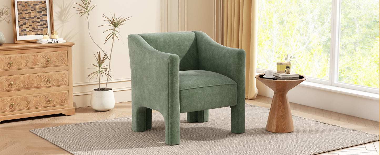 Modern Barrel Chair Accent Chair 29.9" Upholstered Armchair for Living Room and Bedroom, Green image 2