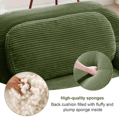 82'' L-shaped sofa in softCorduroy Fabric fabric modular design multiple combinations curved armrests assembly required high-resilience sponge suitable for living rooms rest areas bedroom,Olive green image 10