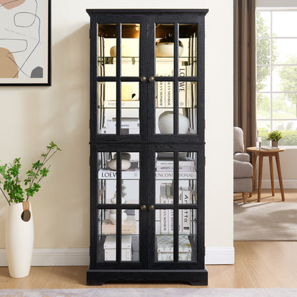 Curio Display Cabinet with Glass Doors - Front View