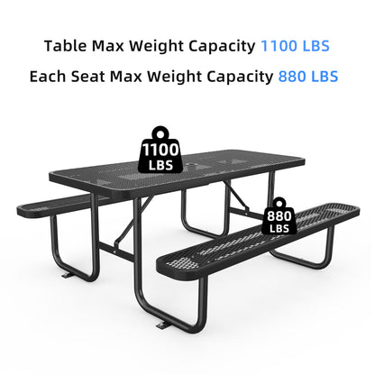 Black 6ft Long Table & Chair Set with Umbrella Hole image 3
