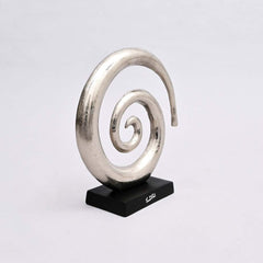 Aluminum Swirl Abstract Sculptures with Black Base –  Modern Decor, Set of 2