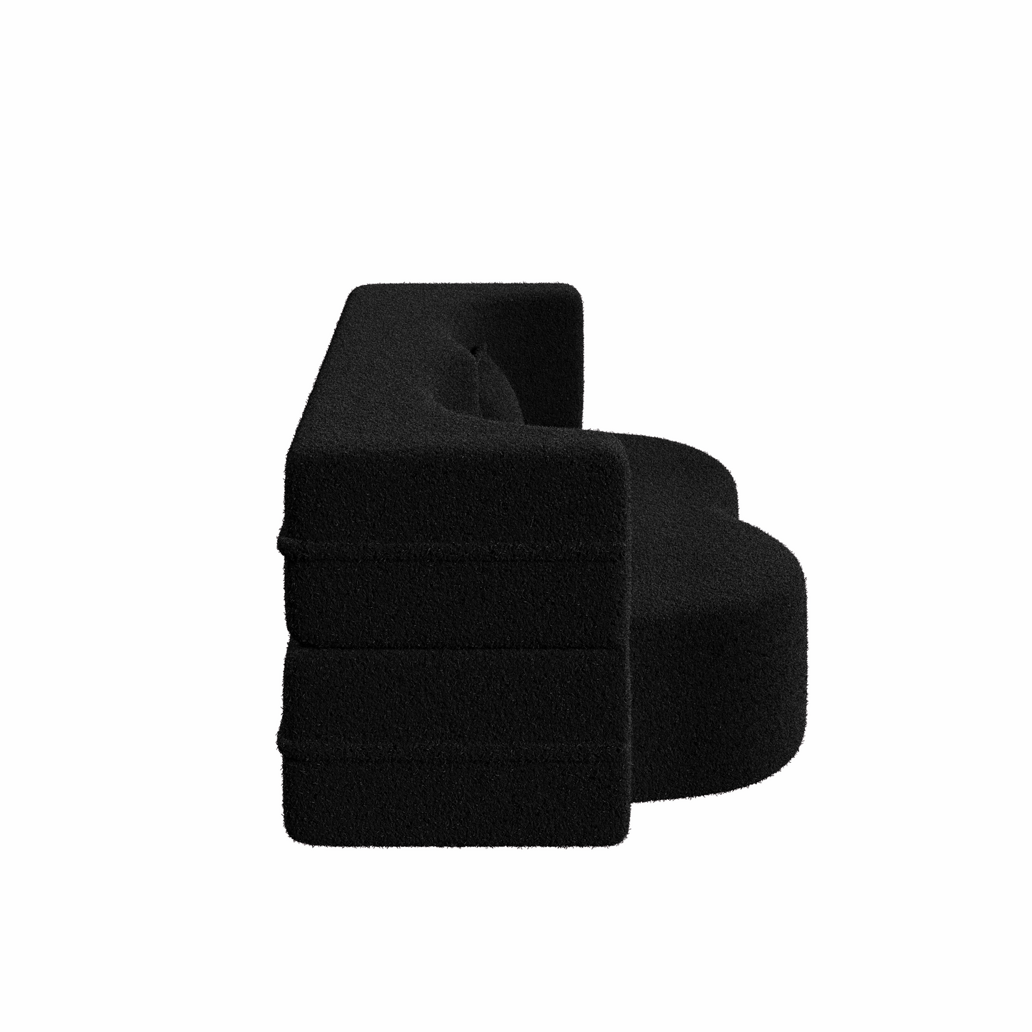 Modern Floor Sofa with 2 Pillows,Convertible Sherpa Fleece Fabric Foam-Filled Sleeper Sofa Bed,15" Full Size Folding Mattress for Living Room,Guest Bed,no assembly required,Black(SameW1885P2722) image 12