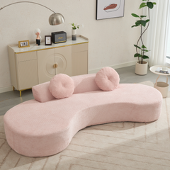 [NEW ARRIVED] [VIDEO PROVIDED]105.5''Curved Sofa, Modern Minimalist Sofa, Cloud Couch Sofa 3-4 Seater Couch with 2 Pillows,Bedroom,  No Assembly Required, Point-shaped corduroy,(Anti-Wrinkle) , Gray