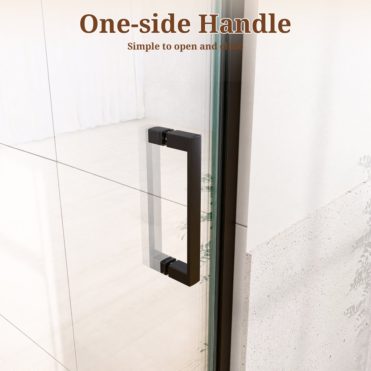 24" W x 72" H Semi-Frameless Circular Pivot Shower Door in Matte Black With 1/4" (6mm) Thick SGCC Tempered Glass image 9