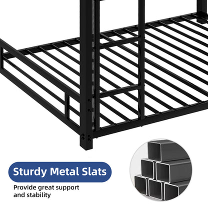 Metal Twin over Twin Bunk Bed/ Heavy-duty Sturdy Metal/ Noise Reduced/ Safety Guardrail,Black image 11