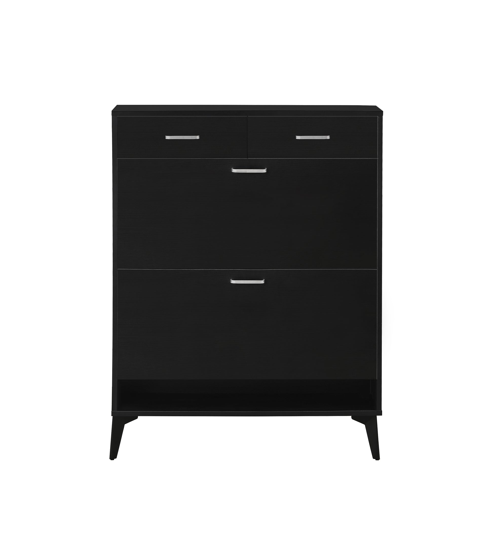 Large size Shoe Cabinet,Free Standing Tipping Bucket Shoe Rack Organizer with 2 Flip Drawers&2 Drawer,Modern Tipping Bucket for Entryway,Hallway,Bedroom-black image 11