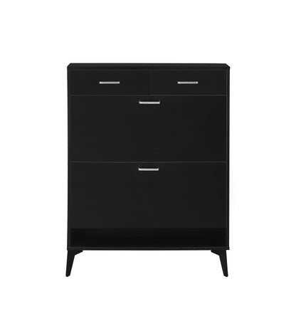Large size Shoe Cabinet,Free Standing Tipping Bucket Shoe Rack Organizer with 2 Flip Drawers&2 Drawer,Modern Tipping Bucket for Entryway,Hallway,Bedroom-black image 11