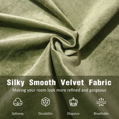 King Size Velvet Bed Frames, Upholstered Platform Bed with Curved Tufted Headboard, Soft Square Corners, Olive Green image 5