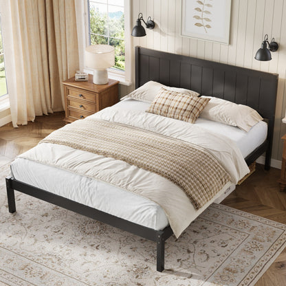 Platform Bed Frame with Headboard, Wood Slat Support, No Box Spring Needed,King,Espresso image 3