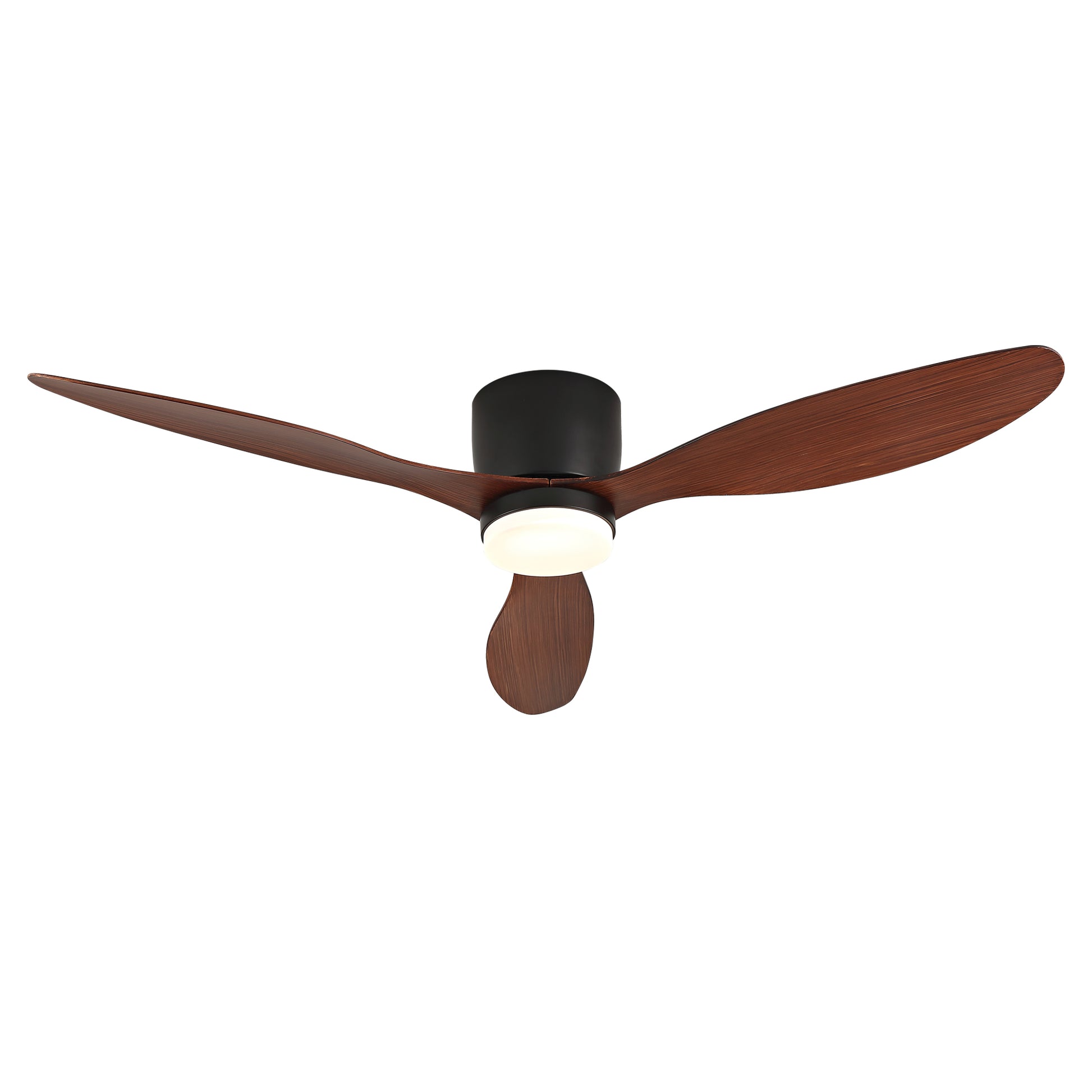 52 Inch Ceiling Fans with Lights, Flush Mount Low Profile, 3 ABS Blades Ceiling Fan with Light and Remote, 6-Speed, Reversible DC Motor, Noiseless, for Bedroom, Indoor/Outdoor, Black+Walnut image 12