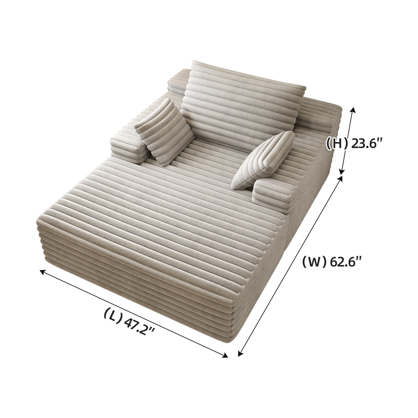 Chaise Lounge Chair Indoor, Oversized Upholstered Sofa Bed, Sleeper Couch Reading Chairs Fluffy Plush Faux Fur Cloud Sofas Couches for Living Room,Grey image 6