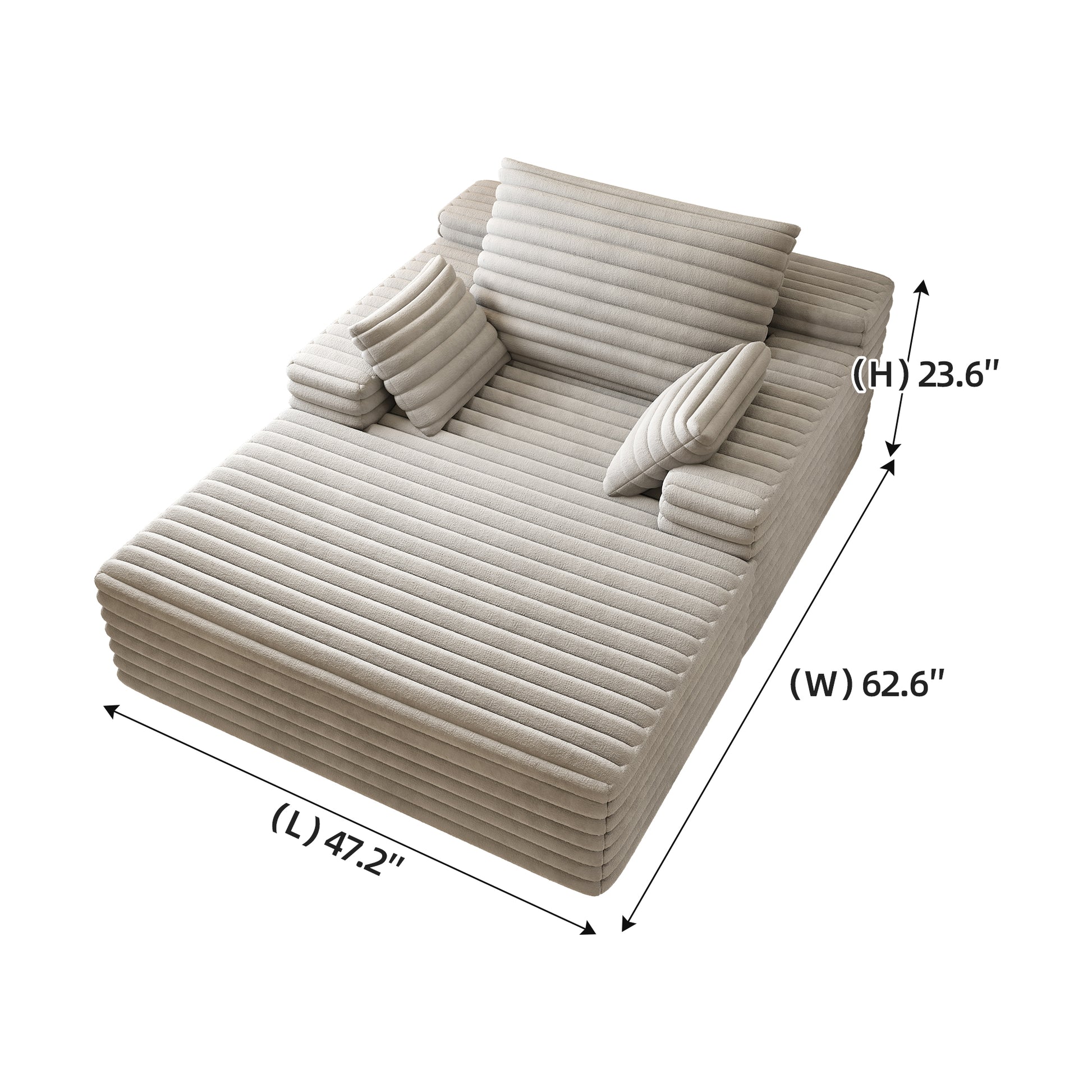 Chaise Lounge Chair Indoor, Oversized Upholstered Sofa Bed, Sleeper Couch Reading Chairs Fluffy Plush Faux Fur Cloud Sofas Couches for Living Room,Grey image 6