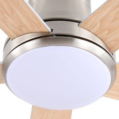 52 in. Farmhouse Brushed Nickel Integrated LED Smart Ceiling Fan with DC Remote Control for Bedroom, Living Room image 8