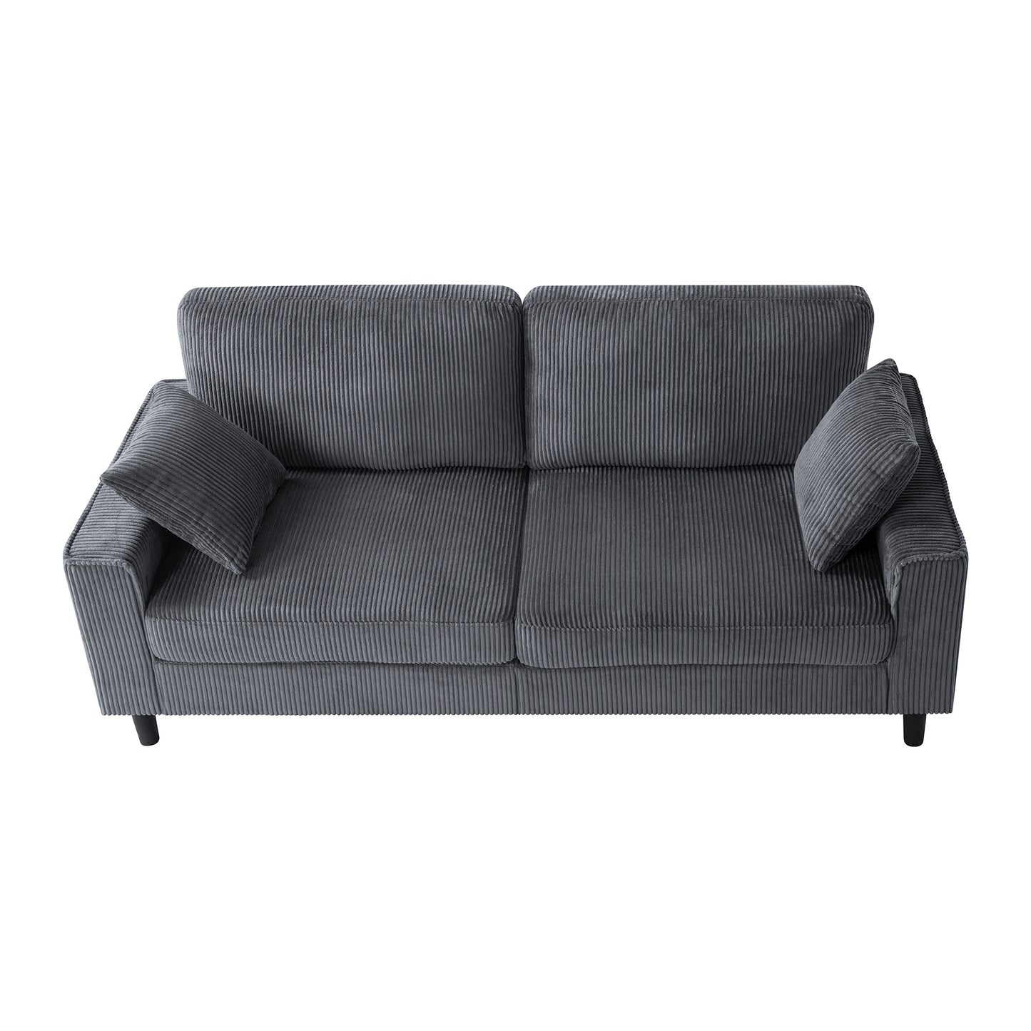 81.8"Corduroy Loveseat Sofa, 2-Seater Couch with Sturdy Iron & Wood Frame, Comfy Upholstered Sofa with Square Armrests for Living Room, Apartment image 3