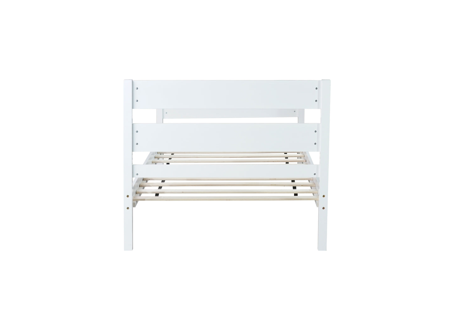 Twin Bed with Headboard and Footboard,Rubber Wood Bed,White image 4