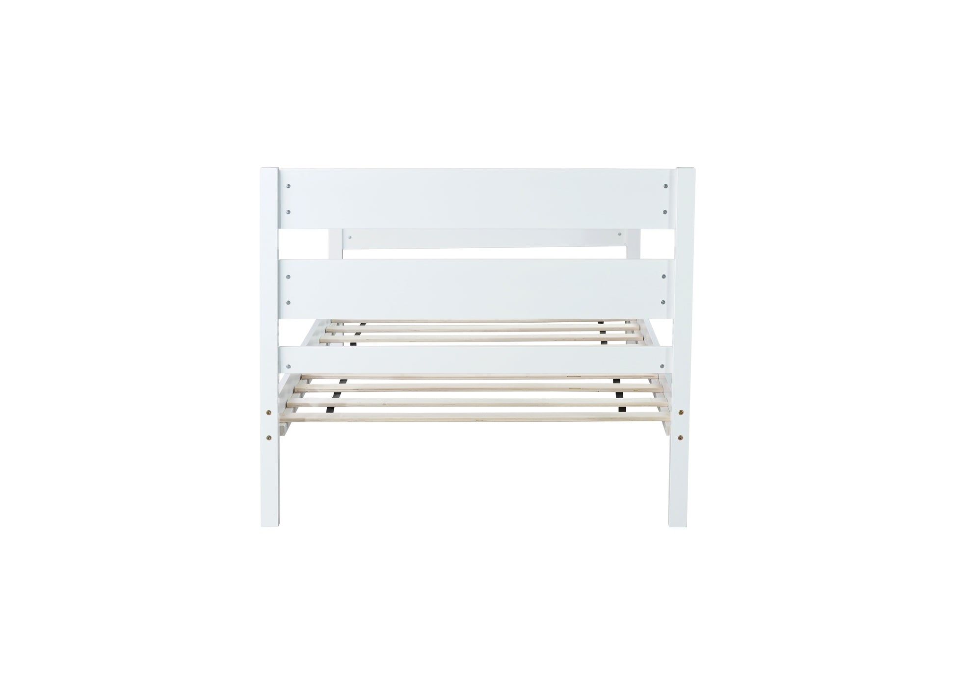 Twin Bed with Headboard and Footboard,Rubber Wood Bed,White image 4