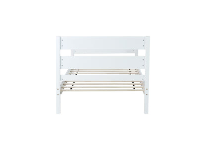 Twin Bed with Headboard and Footboard,Rubber Wood Bed,White image 4