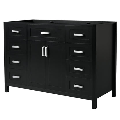 47" Bathroom Vanity without Sink, Cabinet Only, 2 Doors and 8 Drawers, Soft Close System, Classic Design, Black image 2