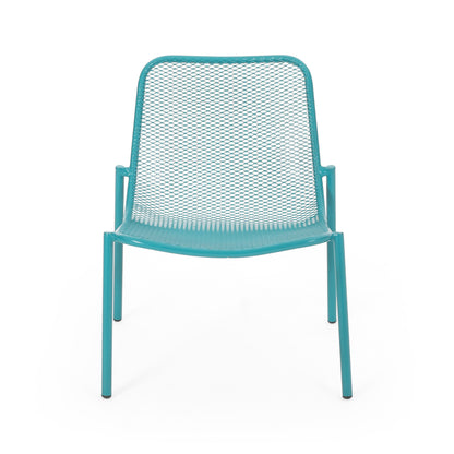 Kincaid Outdoor 3-Piece Conversation Set with IRON Frame - 2 Mesh Chairs & 1 Side Table, Matte Teal Finish image 6
