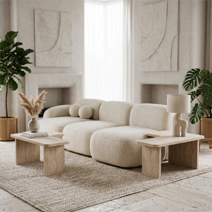 Modular Travertine Coffee Table Set of 2, Nesting L-Shaped Puzzle Center Table, Separable Side Corner Table for Apartment Small Spaces & Living Room,Cream Beige image 7