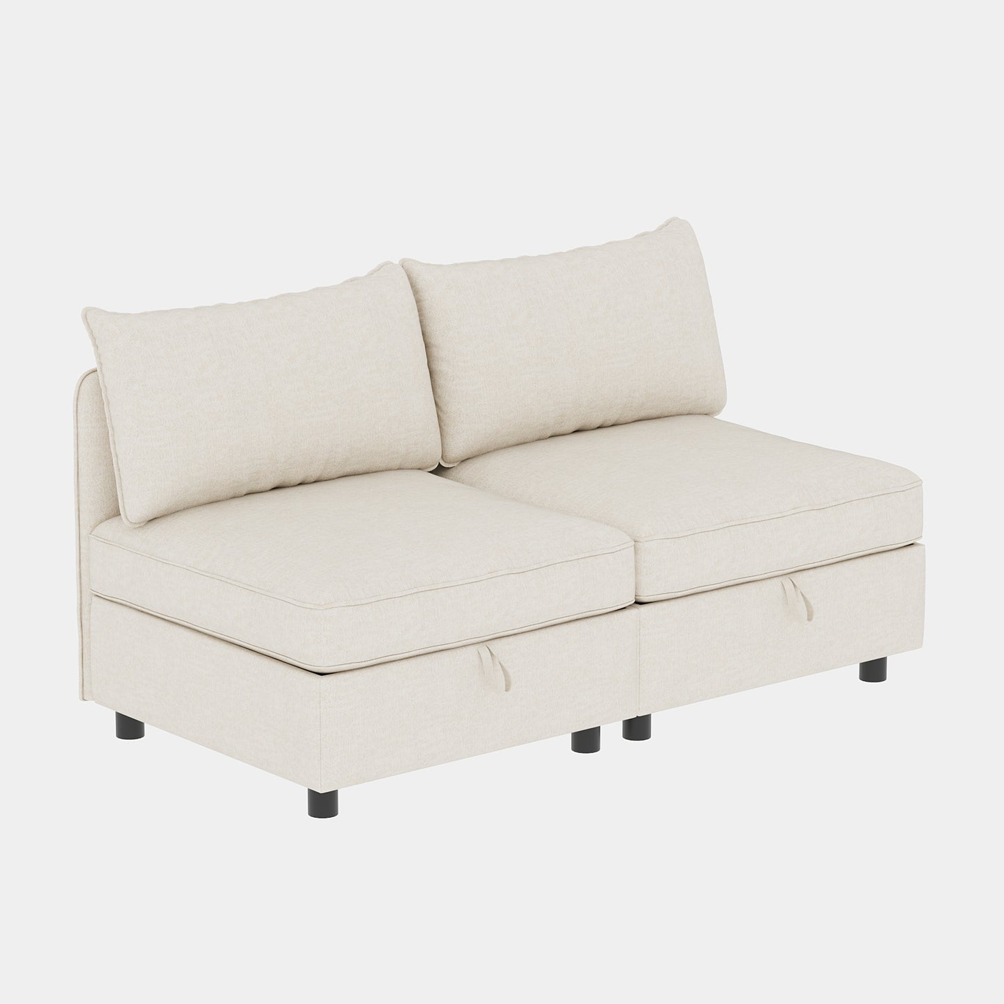 Armless Seat for Modular Sectional Sofa, Convertible Sofa Seat With Storage, Sleeper Sectional Sofa Set, Fabric Flexible Modular Combinations for Living Room(2PCS) image 7