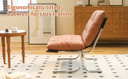 Leather Armchair, Modern Accent Chair High Back, Living Room Chairs with Metal Legs and Soft Padded, Sofa Chairs for Home Office,Bedroom,Dining Room (Brown-1pc) image 8