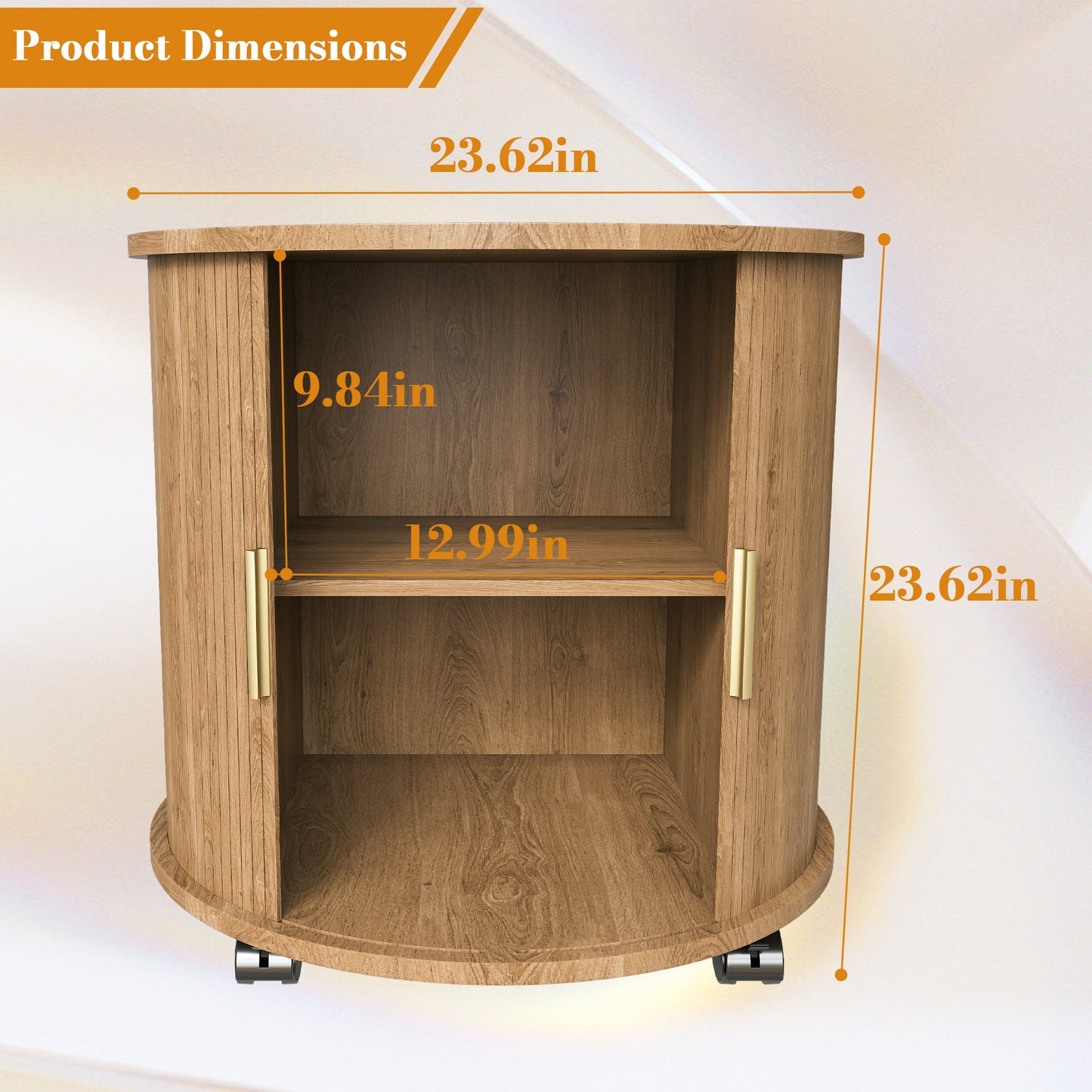 Set of2 Mid Century Modern Cylinder End Table with Built-in Charging Station & Sliding Door, 2-Tier Storage Round Nightstand with USB Ports, Osk Bedside Table for Living Room, Bedroom, Entryway image 7