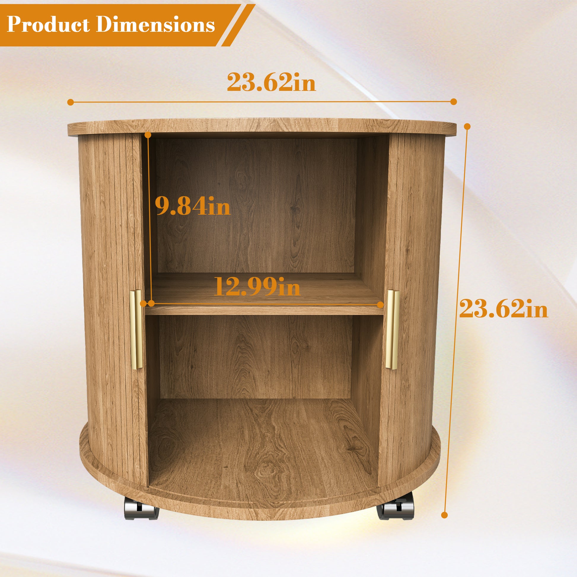 Set of2 Mid Century Modern Cylinder End Table with Built-in Charging Station & Sliding Door, 2-Tier Storage Round Nightstand with USB Ports, Osk Bedside Table for Living Room, Bedroom, Entryway image 7