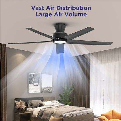 52 inch Ceiling Fans with Lights, Large Air Volume Ceiling Fans with Reversible Quiet DC Motor and Remote, 5X-W5 image 7