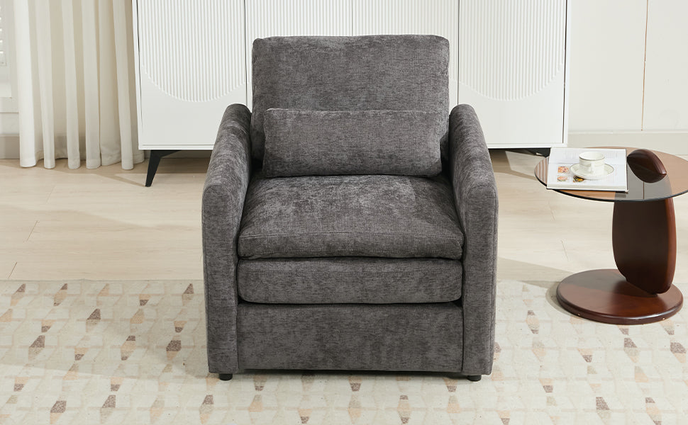 31.9" Cozy Upholstered Armchair Oversized Comfy Cloud Sofa Double Cushion Single Sofa Plush Cushion Armchair for Living Room, Grey image 9