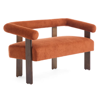 Round armrest loveseat(Dark orange+Brown) image 2