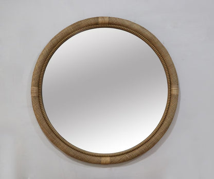 31.9" Woven Rattan Decorative Round Mirror with Wrapped Accents image 9