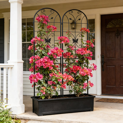2 Pack Metal Garden Trellis 86.7" x 19.7" Rustproof Trellis for Climbing Plants Outdoor Flower Support Black image 5