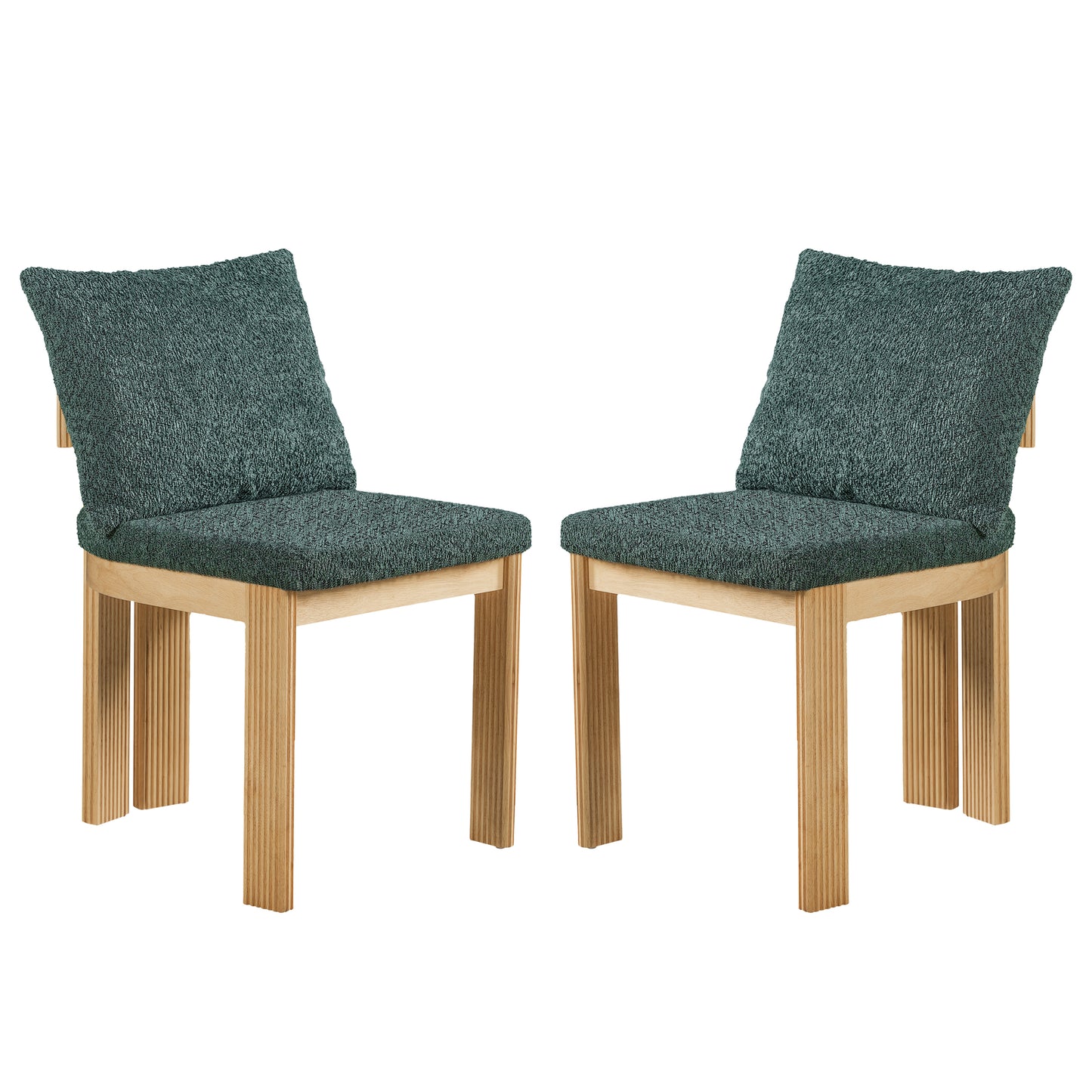Indoor Boucle Dining Chair Set of 2, Rubber Wood Frame, Plush Green Boucle Seating, 250lbs Weight Capacity for Kitchen & Dining Room image 3