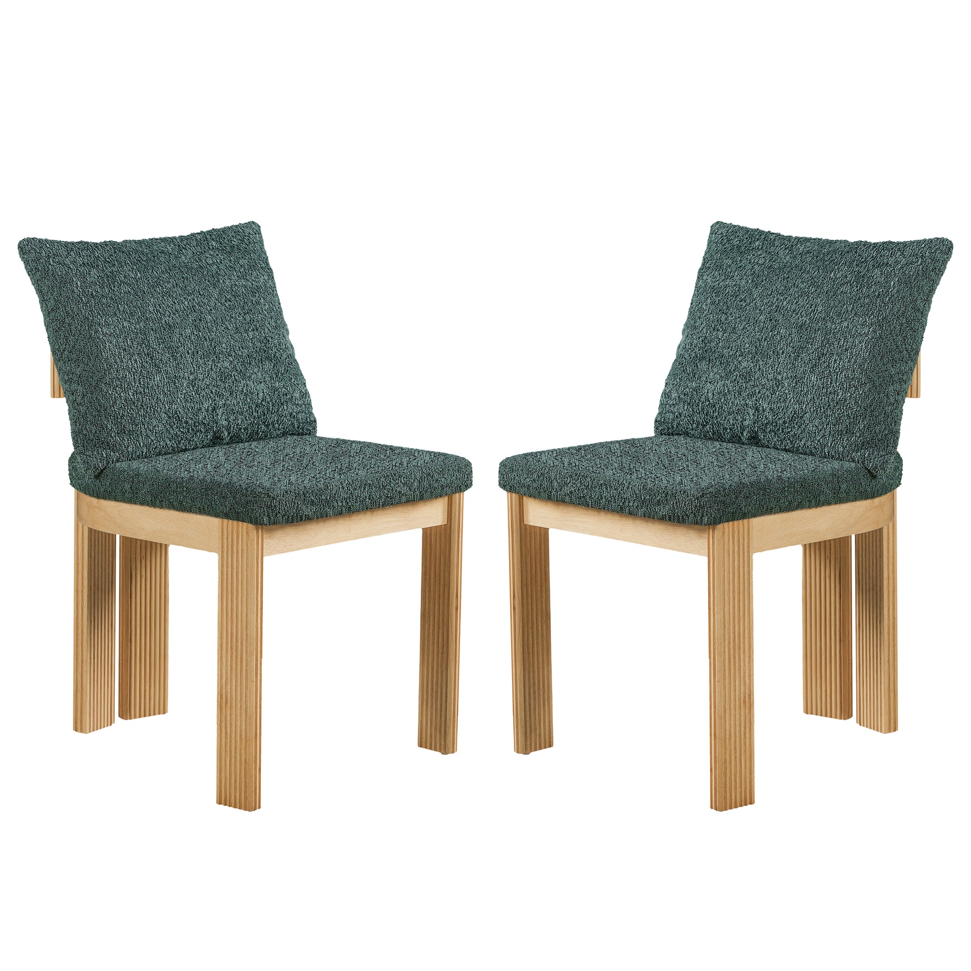 Indoor Boucle Dining Chair Set of 2, Rubber Wood Frame, Plush Green Boucle Seating, 250lbs Weight Capacity for Kitchen & Dining Room image 3