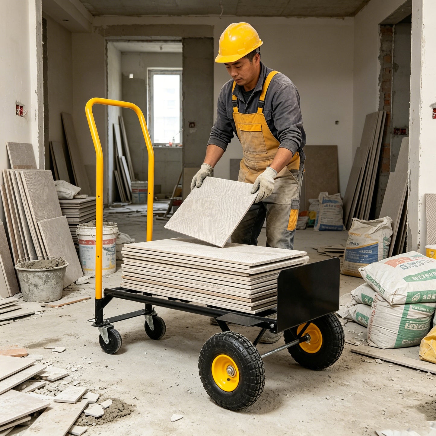 HT1006BK-YL Hand Truck Dual Purpose 2 Wheel Dolly Cart and 4 Wheel Push Cart with Swivel Wheels 330 Lbs Capacity Heavy Duty Platform Cart for Moving/Warehouse/Garden/Grocery image 10