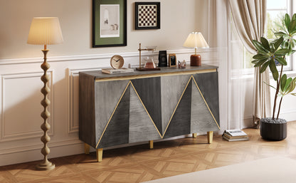 TREXM buffet cabinet close up of dimensional effect door texture and distressed finish
