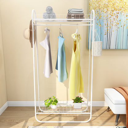 Garment Rack Freestanding Heavy Duty Clothing Rack, Metal Rolling Clothes Rack with Double Shelves, Portable Wardrobe Rack for Hanging Clothes image 7