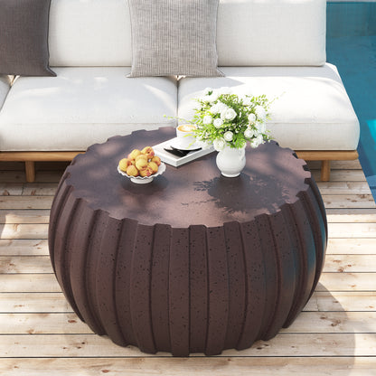 35.43" Modern Waterproof Coffee Table, Durable MgO Cement Design,Indoor & outdoor compatible(Brown) image 2