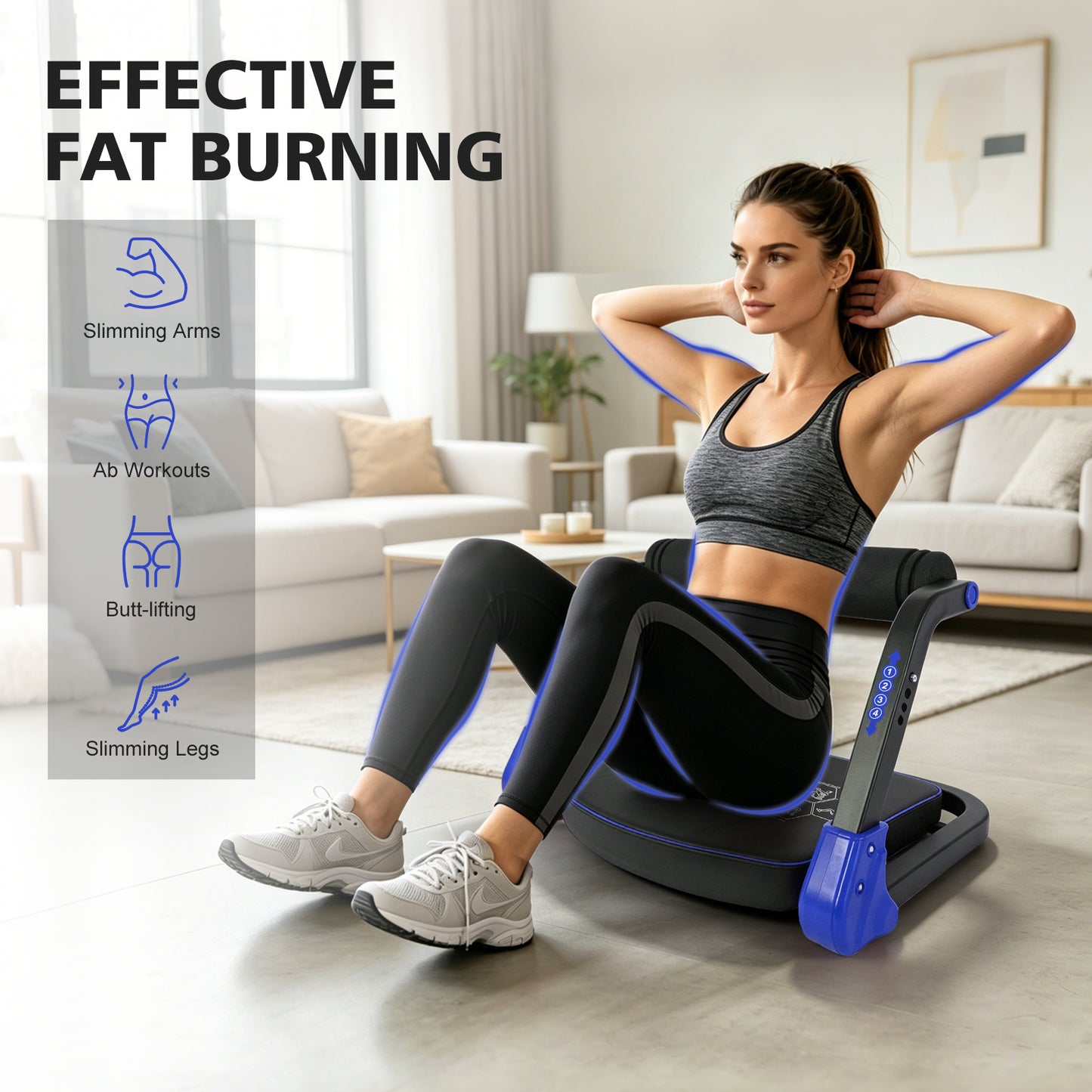 Ab Core Trainer Abdominal Machine for Home Gym with Resistance Bands Blue image 6