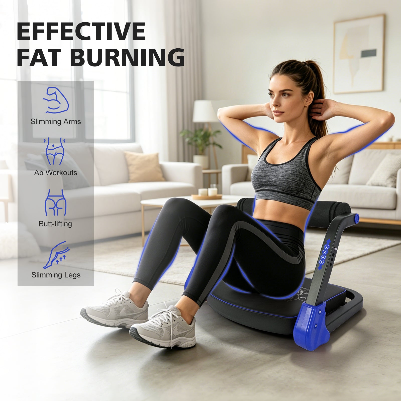 Ab Core Trainer Abdominal Machine for Home Gym with Resistance Bands Blue image 6
