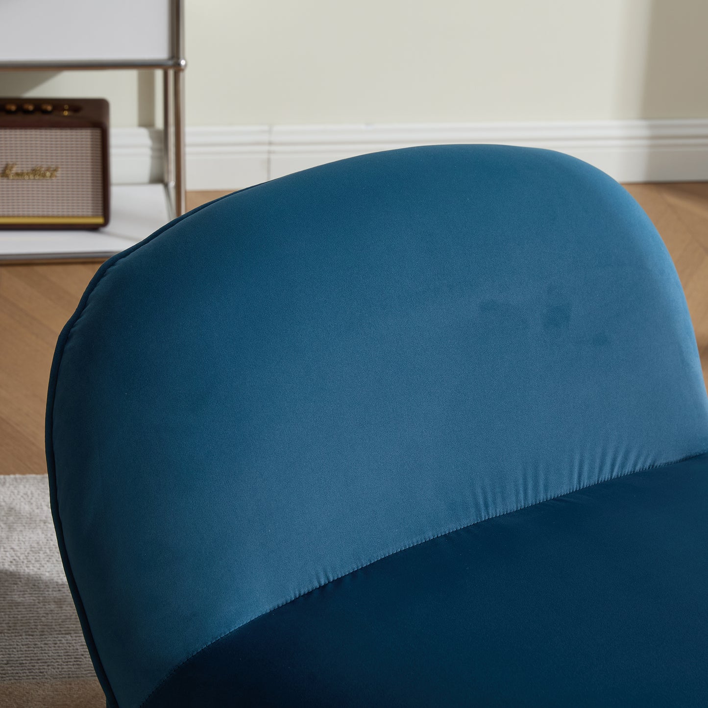 Swivel Accent Chair, 360-degree Metal Base with Velvet Fabric Upholstery, Comfy Pumpkin-Shaped Swivel Chair for Living Room, Bedroom, or Office image 6