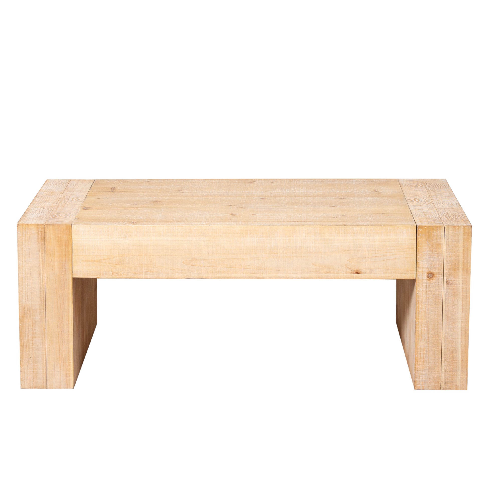 49" Rustic Wood Coffee Table, Engineered Wood Center Table with Whitewashed Finish, Modern Farmhouse Living Room Table image 3
