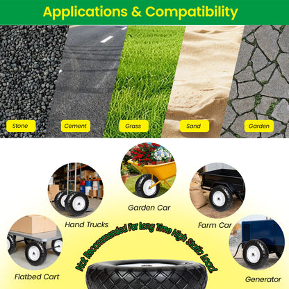 4.80/4.00-8 Flat-Free Solid Wheelbarrow Tire and Wheel, 16" Solid Tire with 5/8" & 3/4" Bearings, 3" Hub for Hand Truck, Garden Cart, Trailer, Trolley, Wagon (Set of 1) image 5