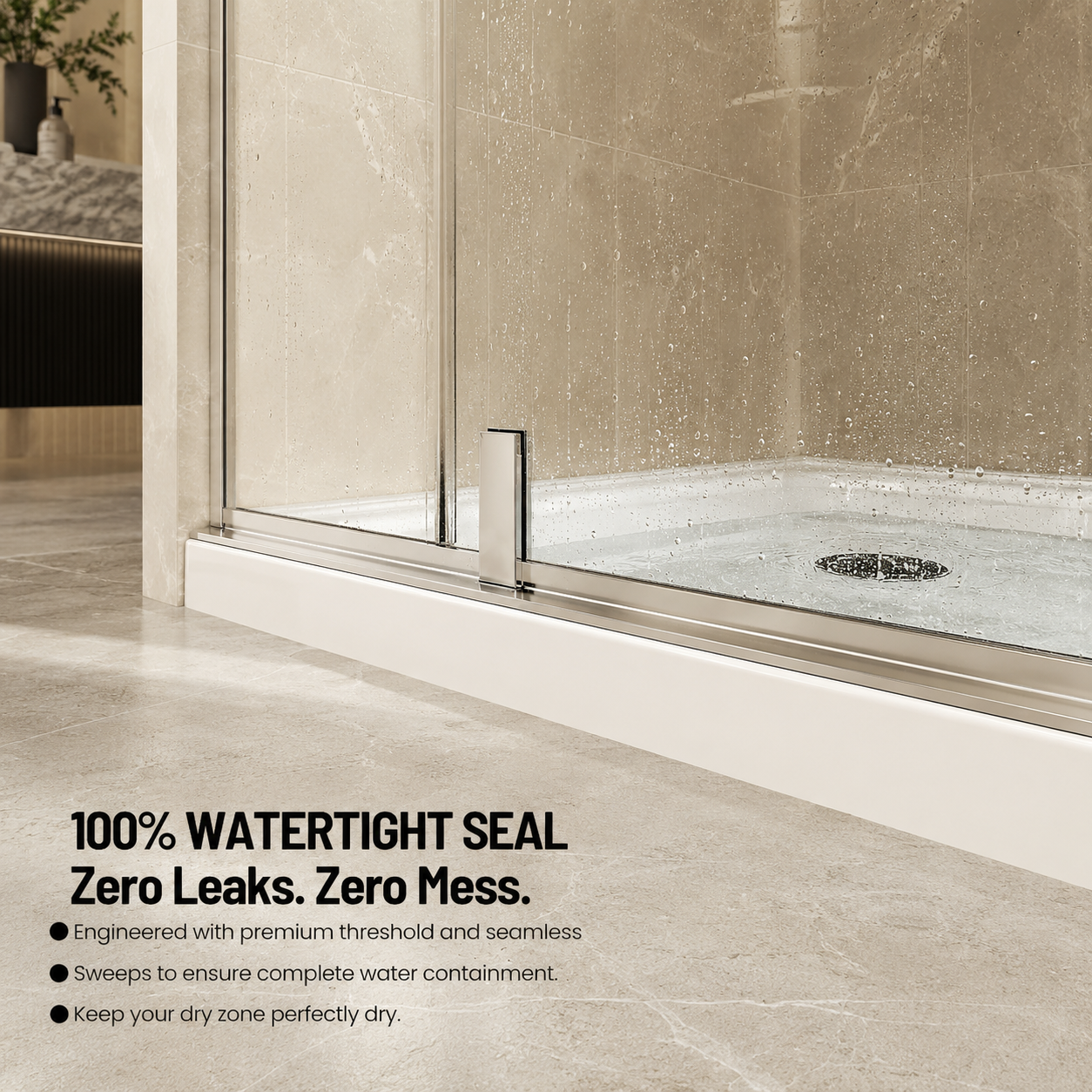 36" W x 72" H Neo-Angle Corner Shower Door, 1/4" (6mm) Clear Tempered Glass with Safety Film and Nano Coating, Framed Pivot Design, Chrome image 4