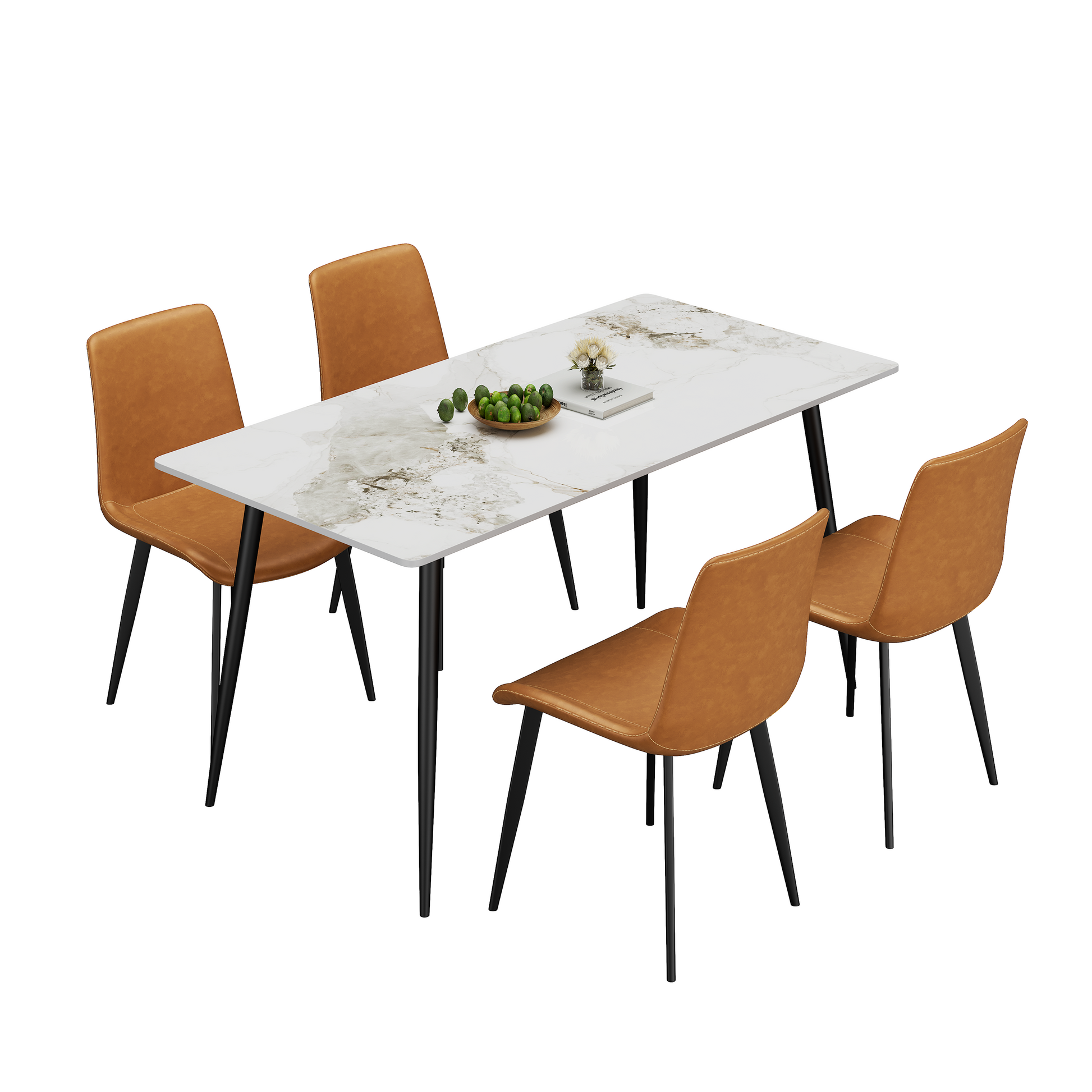 Dining Chairs 2PCS, Modern Kitchen & Dining Room Chairs, Upholstered Faux Leather Cushion Seat and Sturdy Metal Legs image 3
