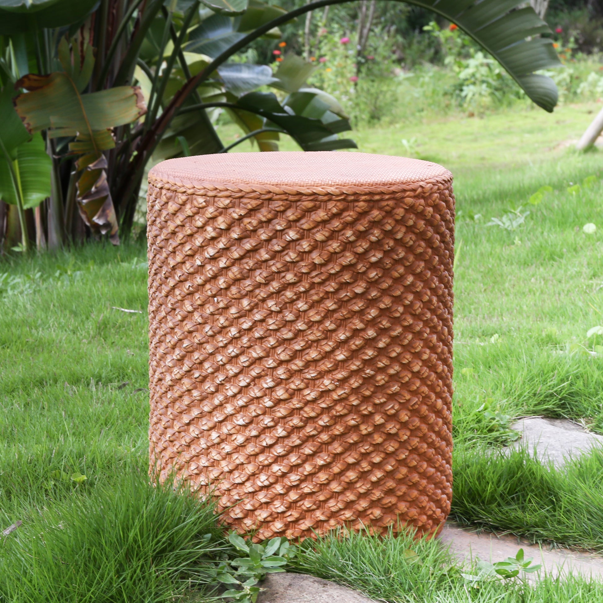 Evie Outdoor Patio Round MGO Side Table, Brown image 2